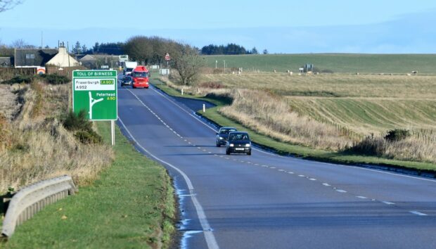 The A90 northbound Toll of Birness, in Ellon, remains closed since 11am today. Image: Chris Sumner/ DC Thomson.