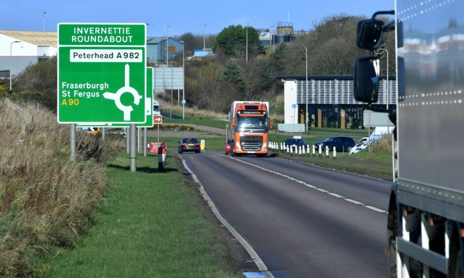 A90 between Ellon and Peterhead after the dual carriageway. 