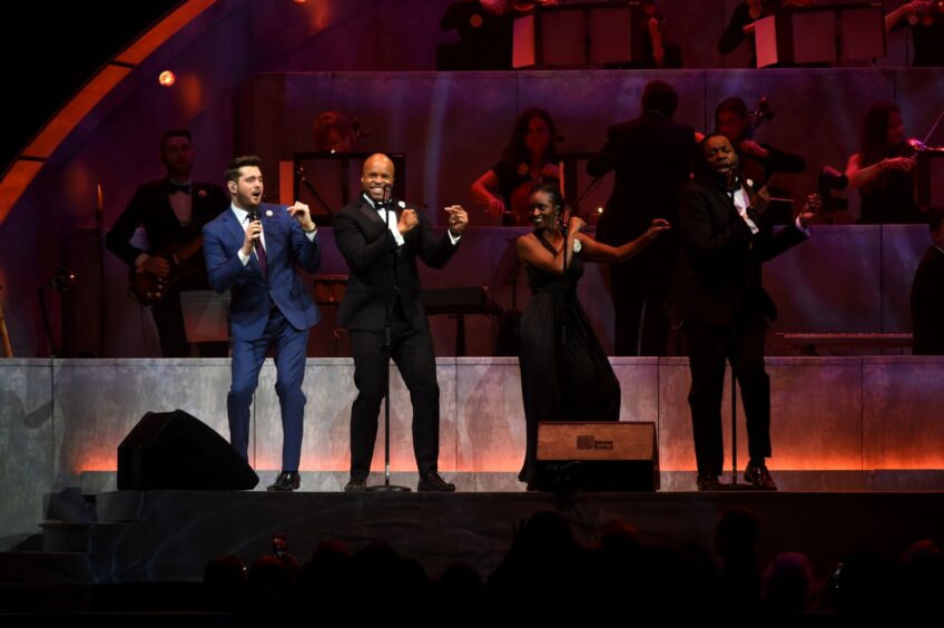 Michael Buble with his supporting cast at P&J Live in 2019.