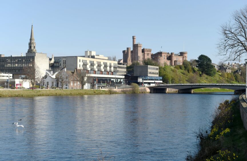 Inverness Castle and the city centre.