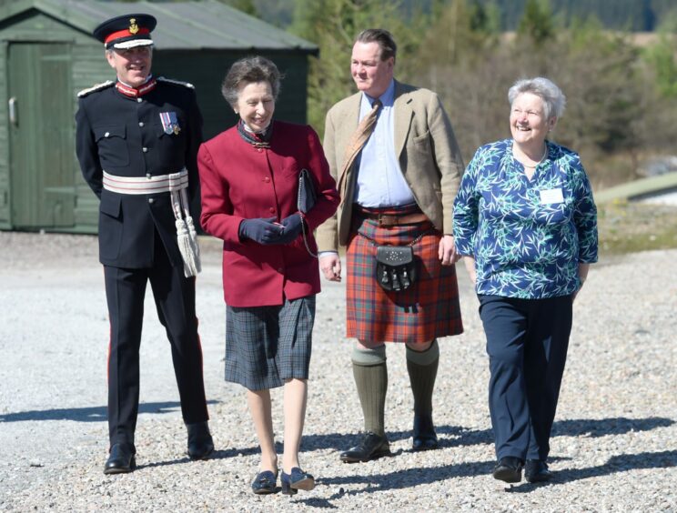 Princess Anne is greeted by Isabel Campbell, founder and trustee of the Lochaber Rural Education Trust.