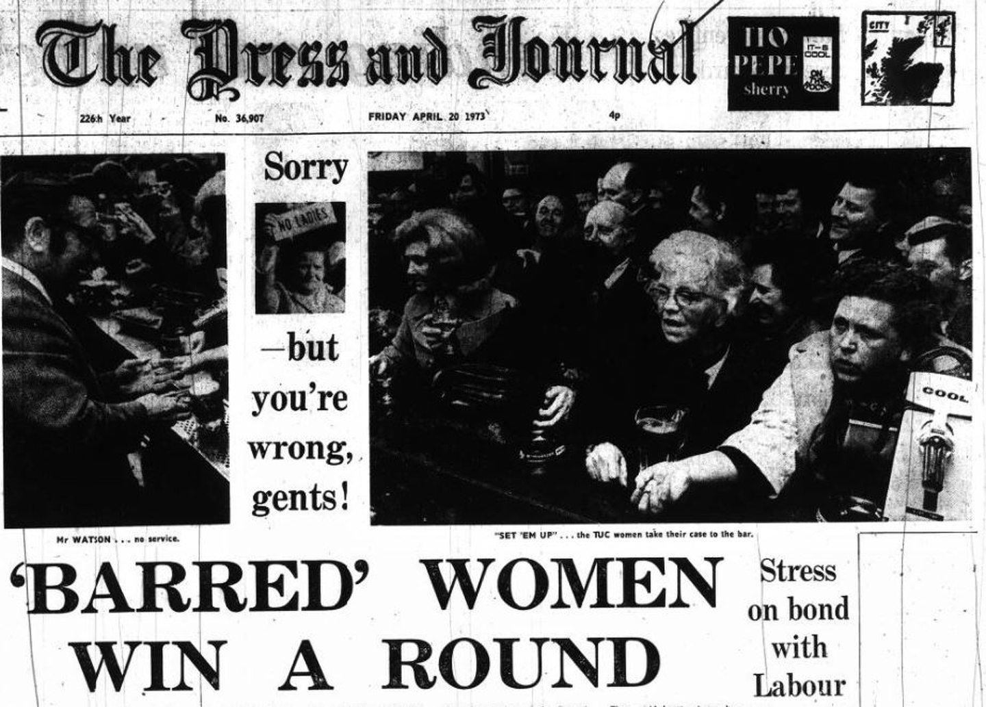 The Press and Journal coverage of The Grill 'No Ladies' protest in 1973.