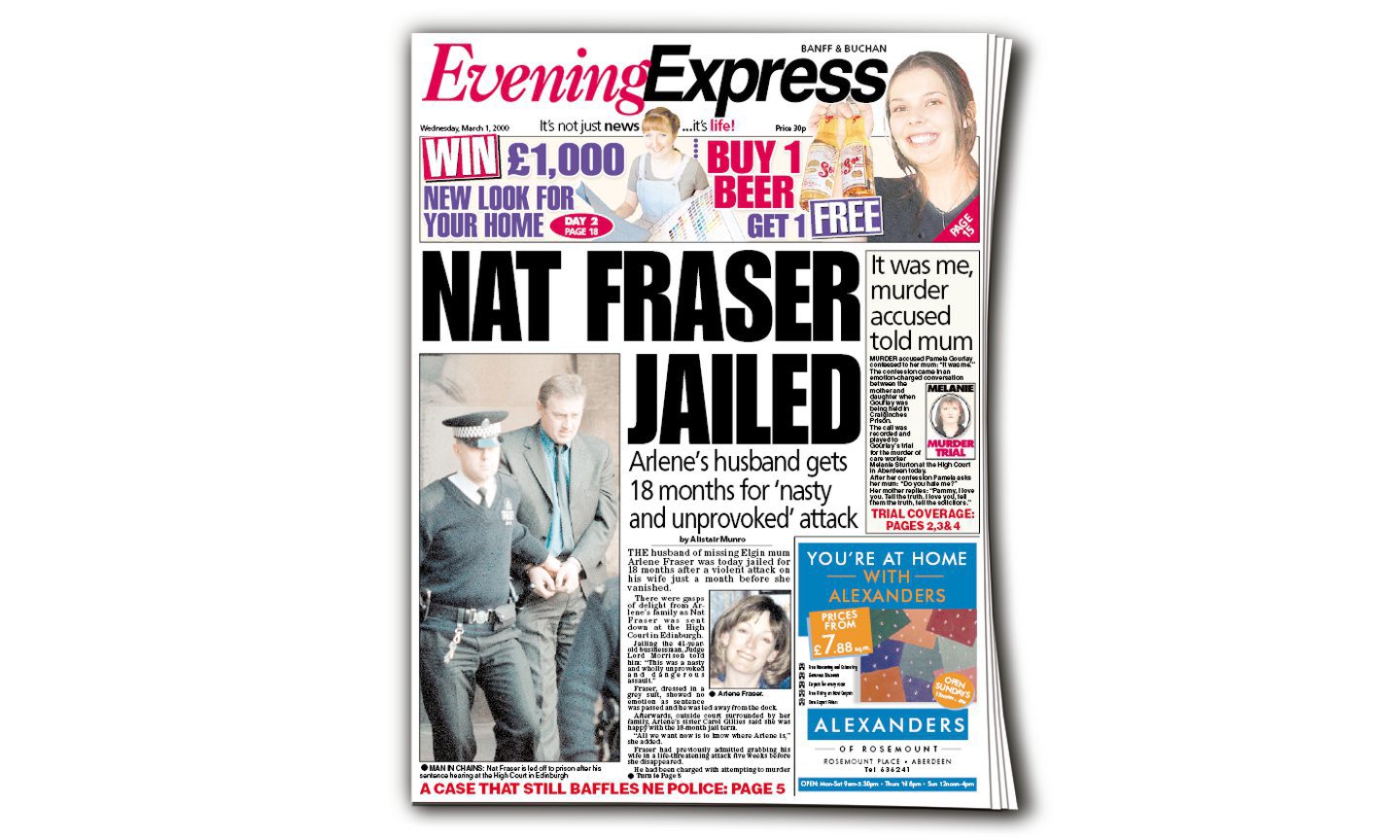 Coverage of Nat Fraser's conviction from the Evening Express in March 2000. 