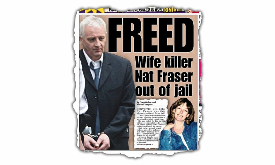 A story from the Evening Express covering Nat Fraser being freed from prison pending an appeal for his murder conviction.