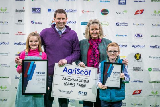 Abbie, Harry, Helen and Murray Brown from Auchmaliddie Mains. Image: Steve Brown/DC Thomson