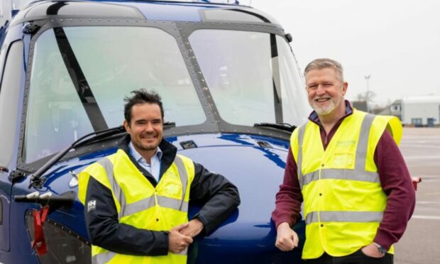 Shaun Roseveare, chief executive officer of Ultimate Aviation, and Paul Kelsall, managing director of OHS. Image: Offshore Helicopter Services