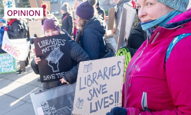 Campaigners have been protesting against the closure of six Aberdeen libraries (Image: Kami Thomson/DC Thomson)