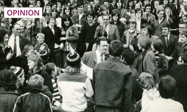 Scottish footballer Jock Stein in the crowd at Annfield Stadium, in 1972 (Image: DC Thomson)
