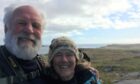 Chris and Anne King at the top of Dun I on Iona, just before his fall.
