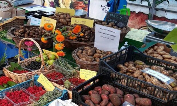 A stall of locally grown vegetables.