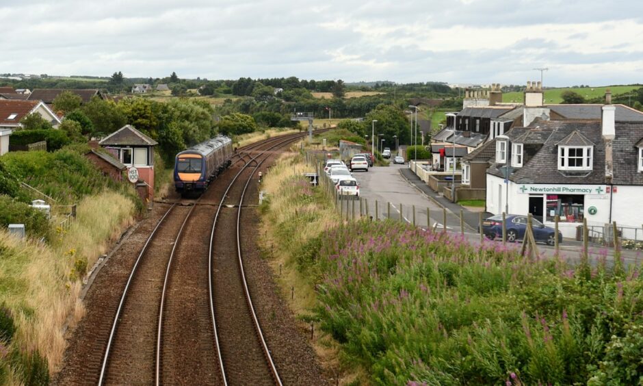 Train passing through Newtonhill.