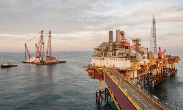 Decommissioning activities at the Viking field, North Sea.