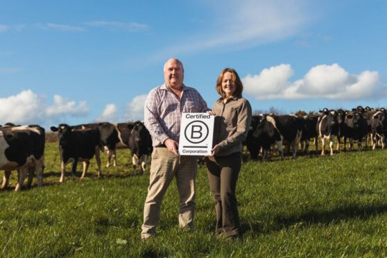 Mark Brooking, sustainability director, with Shelagh Hancock, celebrating achieving B Corp status.
