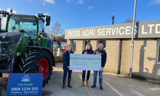 RSABI chief executive Carol Maclaren with Sarah Shorrock of Ross Agri Services; and Martin Ross, managing director of the firm.