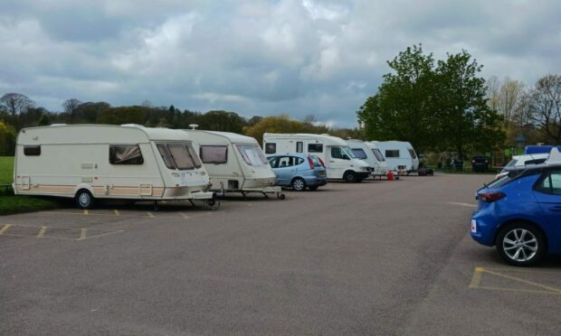 Travellers are currently parked up at Seaton Park. Image: Chris Cromar/DC Thomson.