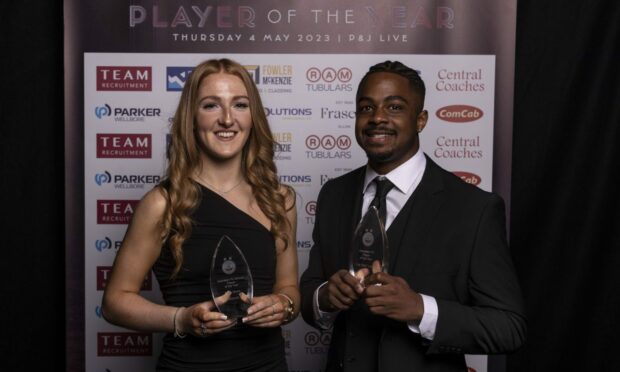 Eilidh Shore and Duk were the big winners at the Aberdeen FC awards. Image supplied by Aberdeen FC.