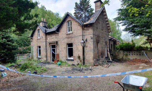 The home near Orton has been reduced to a shell. Image: David Mackay/DC Thomson