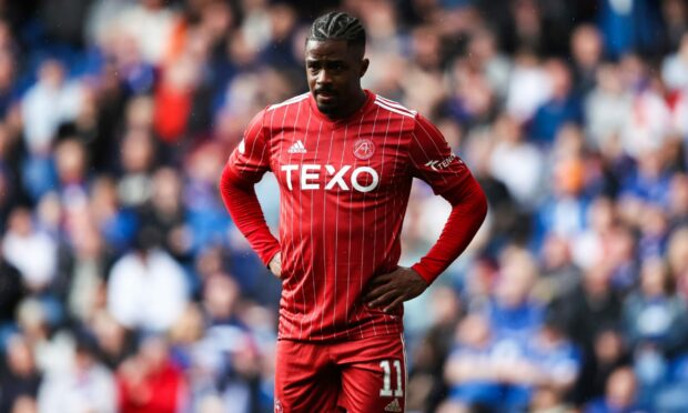 Aberdeen's Luis Lopes during the match with Rangers at Ibrox.
Image: SNS.
