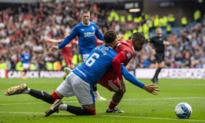 Ref Watch – Rangers v Aberdeen: Referee John Beaton, assistant and VAR all miss most blatant foul you’ll see as Connor Goldson wrestles Duk to deck