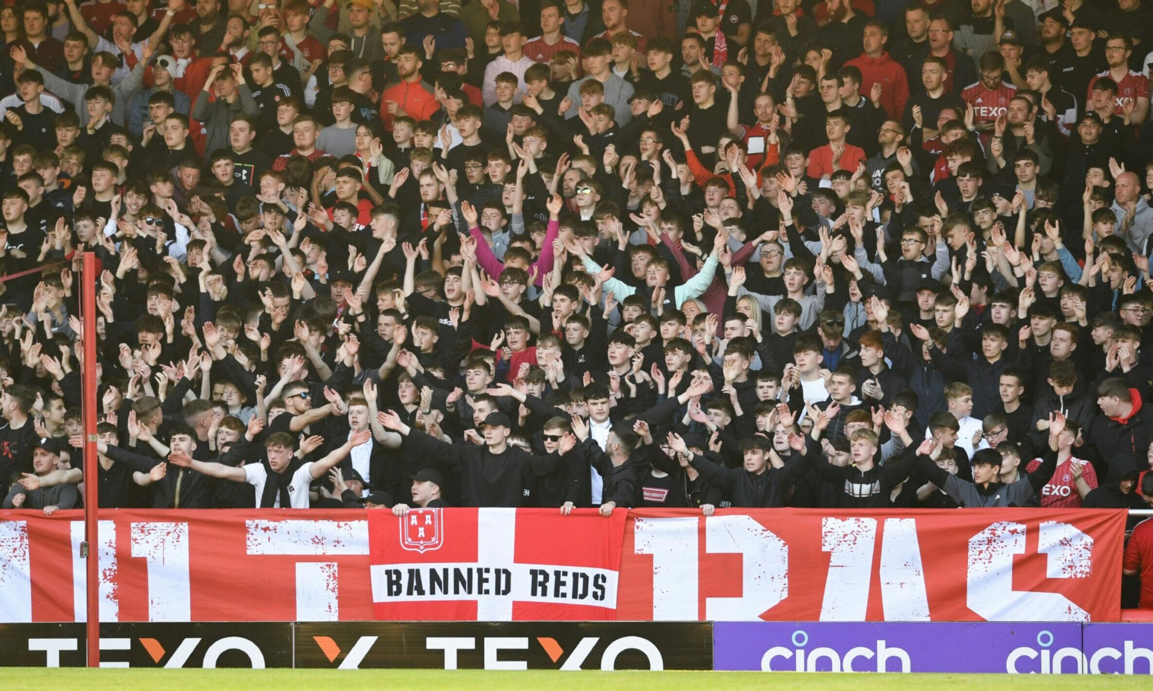 Aberdeen fans during the game against St Mirren