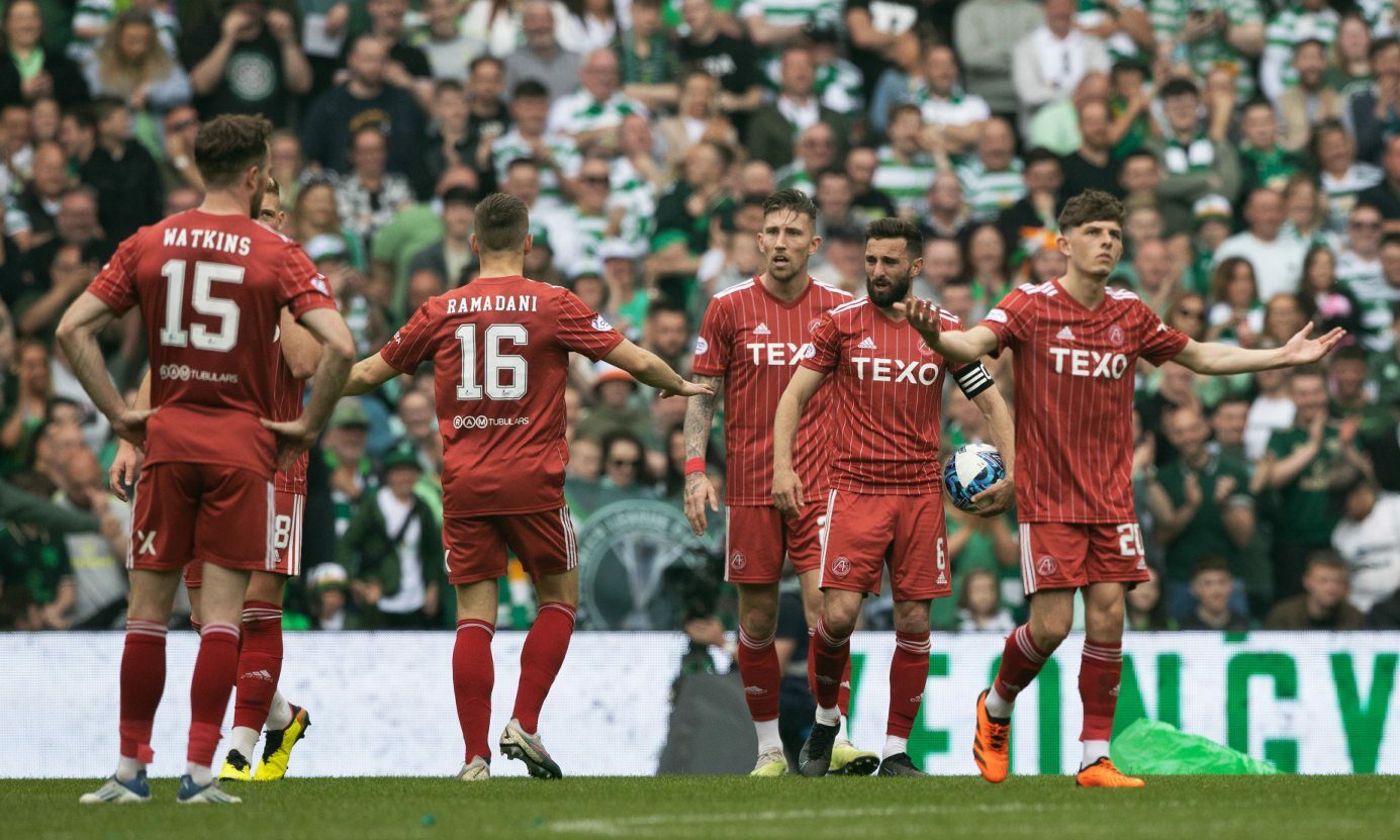 Aberdeen during the 5-0 loss at Celtic.