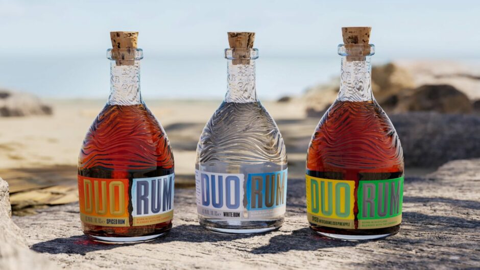 Duo rum on a beach. Duo rum is distilled at the BrewDog brewery, Ellon.