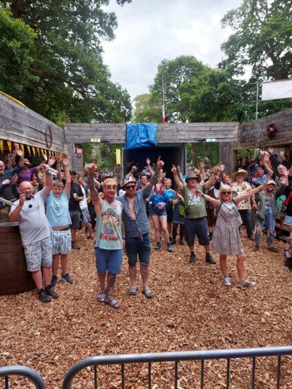 A crowd gathered on a sunny day at Belladrum for the Moose Hollow. 