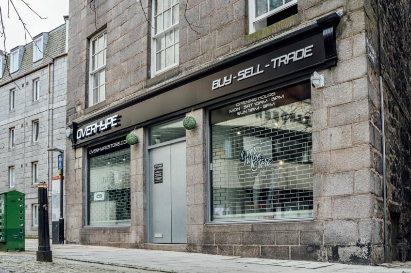 Exterior of Aberdeen sneaker shop Overhype.