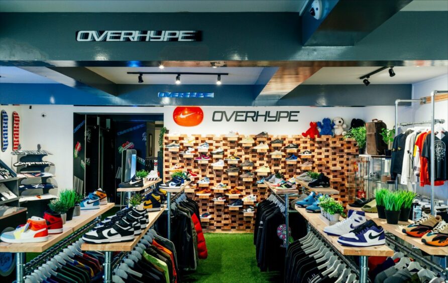 Inside sneaker shop Overhype, based at the Green in Aberdeen. 