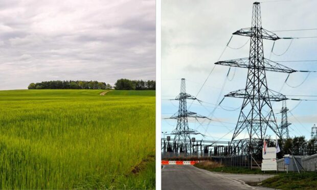 SSEN is rowing back on its plans to turn part of the picturesque Mearns countryside into an electrical substation. Image: Gordon Lennox and Darrell Benns / DC Thomson.