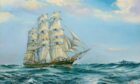 The stunning tea clipper Thermopylae, built in Aberdeen and winner of the Great Tea Race of 1872.  Image:Thermopylae Passing Cape Horn, John Bishop © The Artist, 2000, courtesy Aberdeen City Council (Archives, Gallery & Museums)