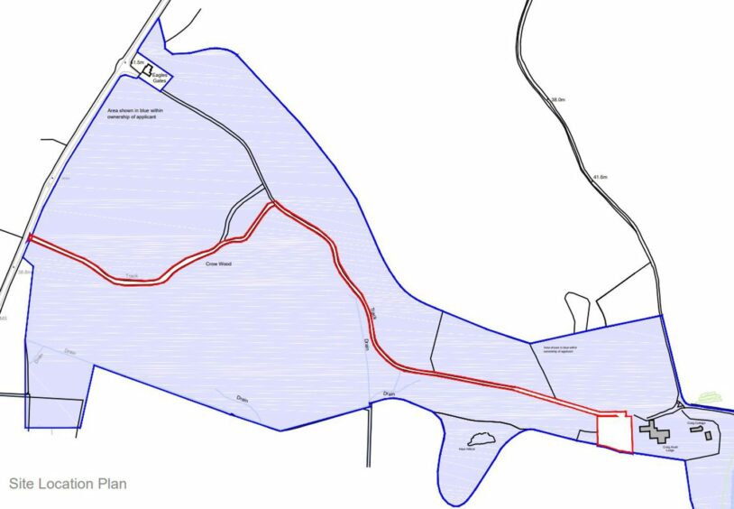 The red outline shows where the holiday lodge would have been located