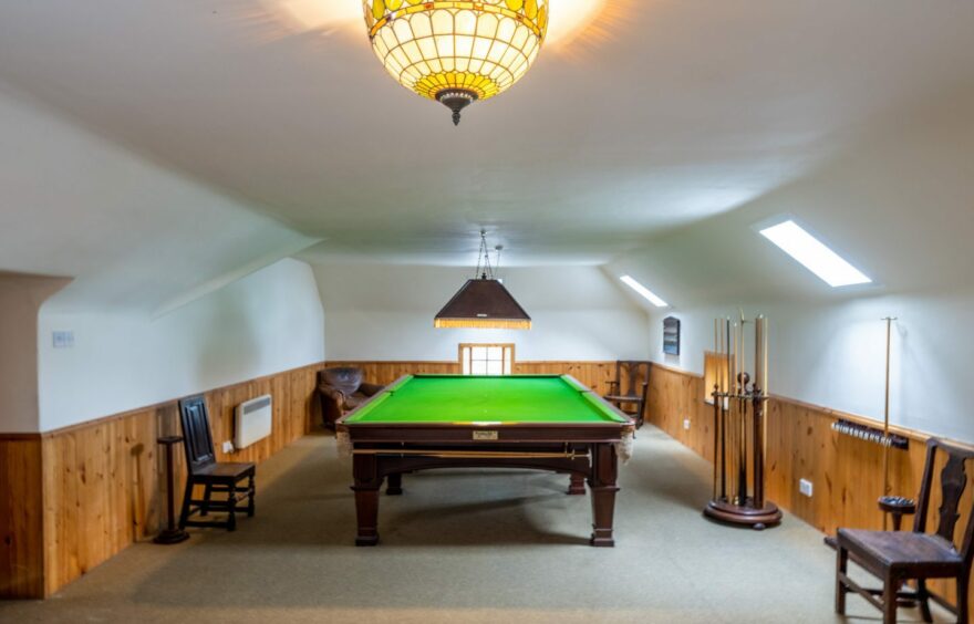 Billiard room at Towie Barclay Castle