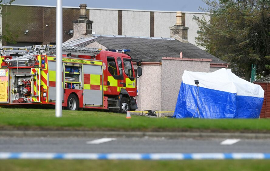 A fire engine at the scene of the crime of Jill Barclay's murder