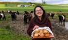 Sabrina Marchal on site at Wark Farm, with the trademark pies. Image: Darrell Benns/DC Thomson