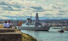 HMS Diamond leaves Aberdeen Harbour in 2018. Image: Norman Harper.