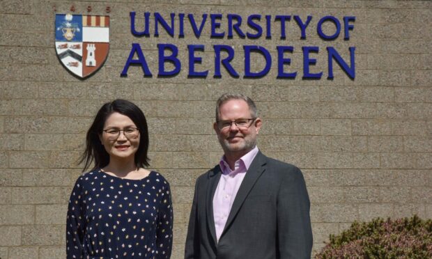Nan Liu, of Aberdeen University, with James Richardson, partner at Shepherd Chartered Surveyors.
