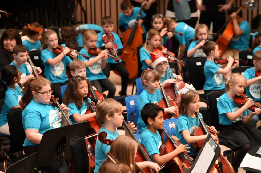Children from Big Noise Torry played at the reopening of Aberdeen Music Hall after its multi-million-pound facelift. Image: Darrell Benns/DC Thomson.