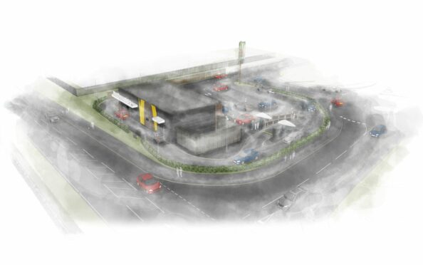 An artist impression of the proposed Ellon McDonald's drive-thru. Image: McDonald's