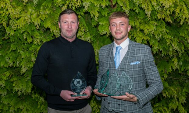Brechin's Andy Kirk, left, was named manager of the year, with Brechin's Grady McGrath winning three awards