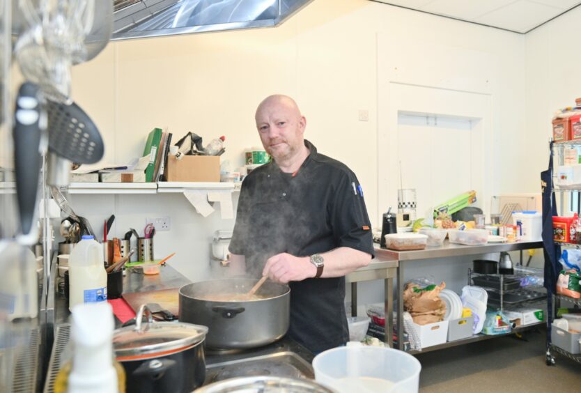 Mr Gair in his kitchen in Forres