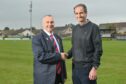 New Lossiemouth manager Frank McGettrick, right, with Lossiemouth chairman Alan McIntosh. Pictures by Jason Hedges