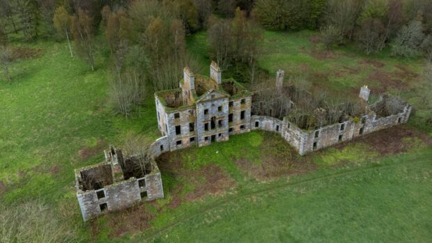 Architect Douglas Forrest is on a mission to save Wardhouse Estate near Insch, an abandoned mansion left to the elements for 60 years. Image: Kenny Elrick/DC Thomson 

Drone / Mini 2 / DJI
