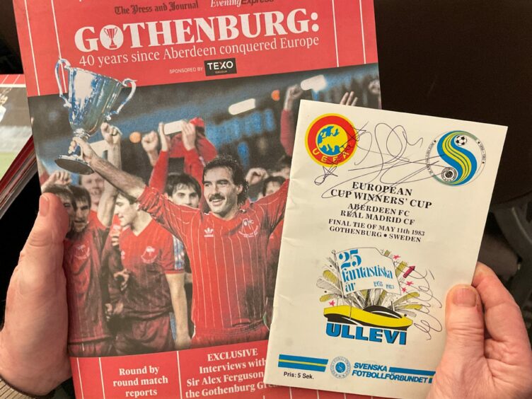 Our Gothenburg magazine, and a signed programme from the 1983 European Cup Winners' Cup final.