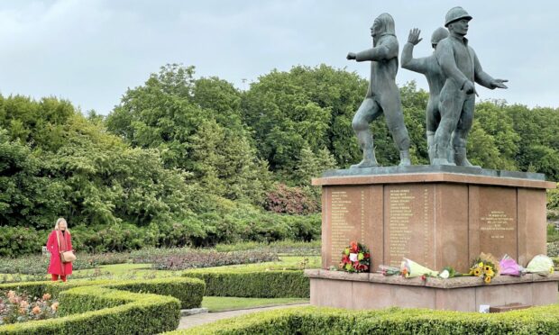 The Piper Alpha memorial in the North Sea memorial rose garden at Hazlehead Park, Aberdeen. Image: Kami Thomson/DC Thomson.