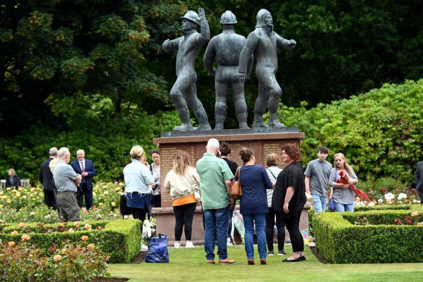 The Piper Alpha memorial service in the rose garden in Hazlehead Park in 2022.