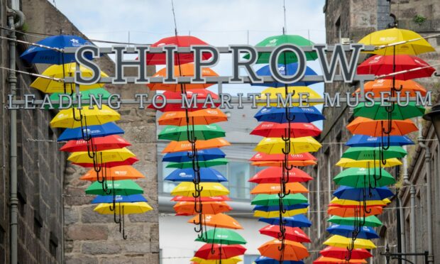 The neurodiversity focused Umbrella Project has returned to Aberdeen's Shiprow . Image: Kami Thomson/ DC Thomson.