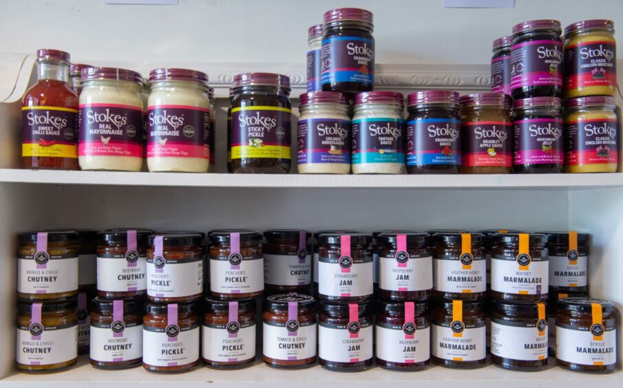 Shelves of jams, chutneys, mayonnaise and more, which could be sold at a food and drink farm shop that could be opening in the north-east in 2024