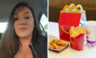 Leigh Mair attacked McDonalds staff when they wouldn't serve her at the drive-thru because she was on foot. Image: Facebook/Shutterstock.