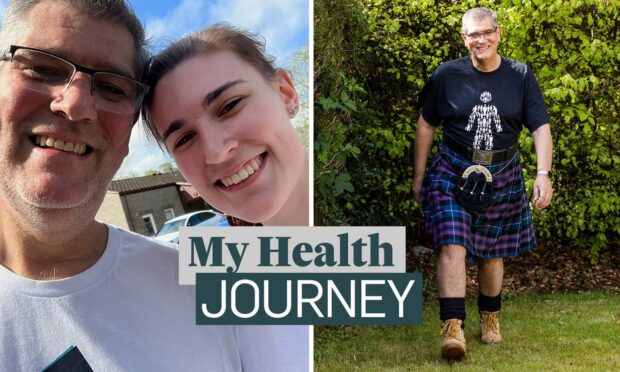 Brian Cameron will walk 18 miles with his daughter Emma next Sunday on the Aberdeen Kiltwalk, which starts in Duthie Park and ends in Banchory. Image: Scott Baxter/Brian Cameron